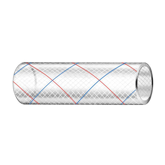 Trident Marine 3/4" x 50' Clear Reinforced PVC Hose Tubing Red  Blue Tracer [162-0346]